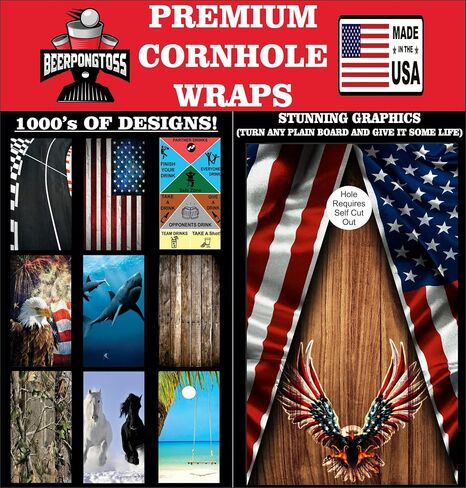 American Eagle Cornhole Board Wraps, Cornhole Decals and Wraps for Boards (Set of 2), Cornhole Skins for Boards (Cornhole Wraps Only) in Saudi Arabia