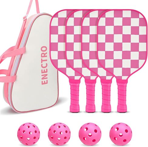 Pink Pickleball Paddles مجموعة من 2/4 ، كرة من الألياف الزجاجية المعتمدة من USAPA مع 2/4 مضارب لطيلة المخلل خفيفة الوزن ، 2 كرات داخلية و 2 في الهواء الطلق ، حقيبة واحدة من المخللات للنساء ، والمبتدئين ، والشباب in Kuwait