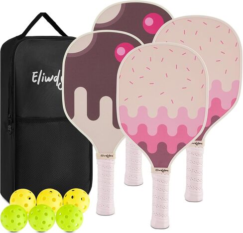 مجموعة Pickleball Paddles مجموعة من 2 أو 4 مع كرات المخلل والحقيبة | مضارب مصنوعة وفقًا لمعايير USAPA | ألياف الكربون/3K الألياف الزجاجية/الخشب | مضرب المخلل للرجال والنساء والأطفال. in Saudi Arabia