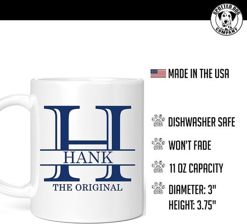Monogram Monogram Ceramic White 11oz قهوة القدح مع النص المخصص والأحرف الأولى ، Halpert ، Dye Taza Para Cafe Personalizadas ، مخصصة مع خيارات الظهر ، الهدايا المخصصة للرجال ، الهدايا للنساء in Kuwait