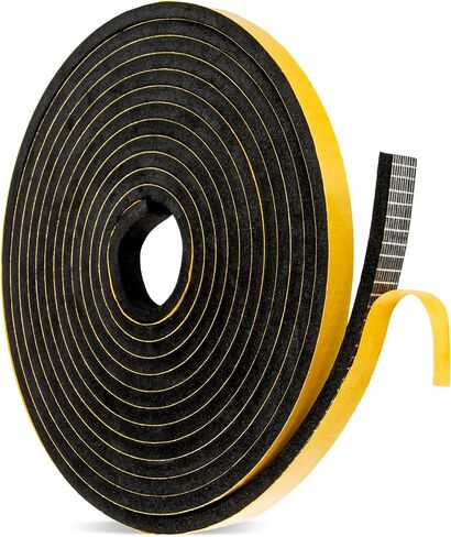 Weather Stripping Door Seal Strip - 16 Feet 1/2" x 1/4" Strong Adhesive Insulation Foam Tape for Front Door Frame, Window Weather Stripping, Soundproof & Windproof, Black in Saudi Arabia
