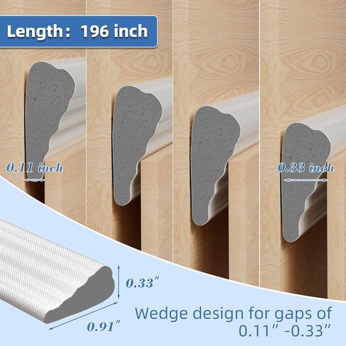 196"Wedge Weather Stripping Door Seal Strip for Door Frame,Self-Adhesive Window Insulation for Winter,Dark Foam Gap Filler for Light Noise Blocker,Front Exterior Door Side Draft Stopper,White in Saudi Arabia