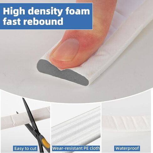 196"Wedge Weather Stripping Door Seal Strip for Door Frame,Self-Adhesive Window Insulation for Winter,Dark Foam Gap Filler for Light Noise Blocker,Front Exterior Door Side Draft Stopper,White in Saudi Arabia