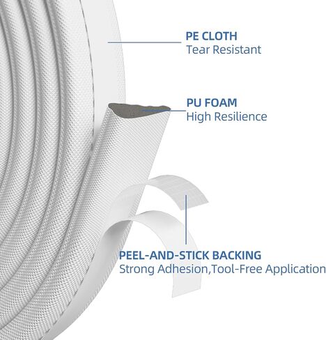196"Wedge Weather Stripping Door Seal Strip for Door Frame,Self-Adhesive Window Insulation for Winter,Dark Foam Gap Filler for Light Noise Blocker,Front Exterior Door Side Draft Stopper,White in Saudi Arabia