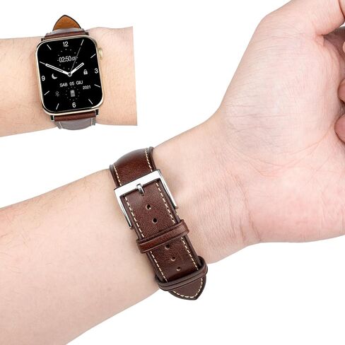 Leather Bands Compatible with Apple Watch Band 42mm 44mm 45mm 49mm Ultra, Replacement Band Leather Strap for Men iWatch Ultra 3/2/1 Series 9 8 7 6 5 4 in Saudi Arabia