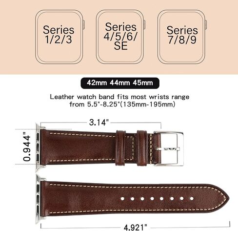 Leather Bands Compatible with Apple Watch Band 42mm 44mm 45mm 49mm Ultra, Replacement Band Leather Strap for Men iWatch Ultra 3/2/1 Series 9 8 7 6 5 4 in Saudi Arabia