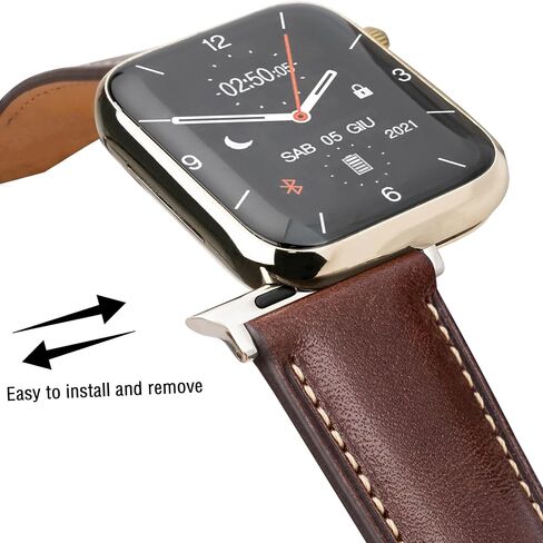 Leather Bands Compatible with Apple Watch Band 42mm 44mm 45mm 49mm Ultra, Replacement Band Leather Strap for Men iWatch Ultra 3/2/1 Series 9 8 7 6 5 4 in Saudi Arabia