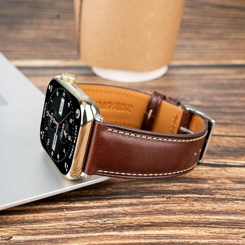 Leather Bands Compatible with Apple Watch Band 42mm 44mm 45mm 49mm Ultra, Replacement Band Leather Strap for Men iWatch Ultra 3/2/1 Series 9 8 7 6 5 4 in Saudi Arabia