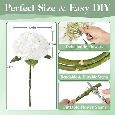3Pcs 21" Real Touch Blue Hydrangea Artificial Flowers, Realistic Latex Faux Hydrangea Flowers Full Fake Hydrangeas for Home Party Wedding Floral Arrangements Centerpieces Outdoor Decor in Saudi Arabia