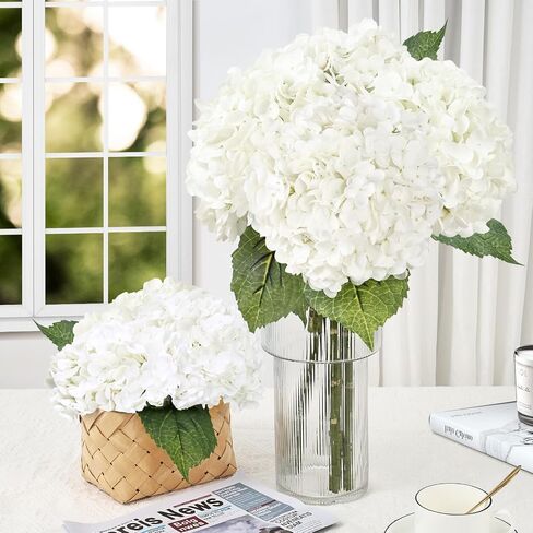 3Pcs 21" Real Touch Blue Hydrangea Artificial Flowers, Realistic Latex Faux Hydrangea Flowers Full Fake Hydrangeas for Home Party Wedding Floral Arrangements Centerpieces Outdoor Decor in Saudi Arabia