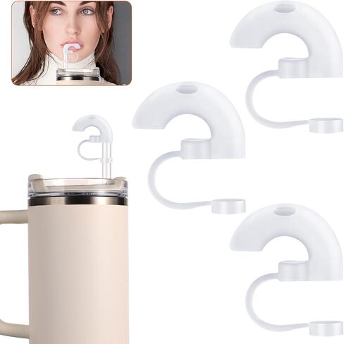 3pcs غلاف قش مجاني من stanley tumbler 40oz 30oz ، مقاومة الغبار المضاد للتجاعيد قش القش Topper Tips قابلة لإعادة الاستخدام ، تصميم مفتوح 40 درجة مائل in Saudi Arabia