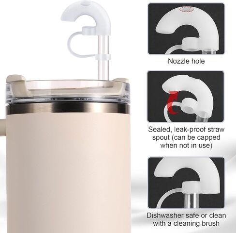 3pcs غلاف قش مجاني من stanley tumbler 40oz 30oz ، مقاومة الغبار المضاد للتجاعيد قش القش Topper Tips قابلة لإعادة الاستخدام ، تصميم مفتوح 40 درجة مائل in Saudi Arabia