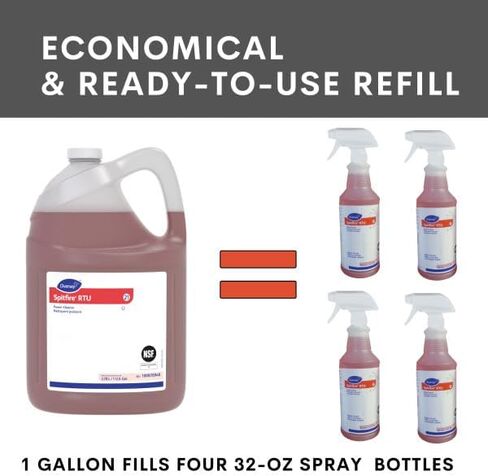 Spitfire Diversey SC 100870948 RTU Liquid Power All-Purpose Cleaner, Heavy Duty Degreaser for Shops & Kitchens, Pine Scent, Ready-to-Use Refill, 1-Gallon (Pack of 4) in Saudi Arabia