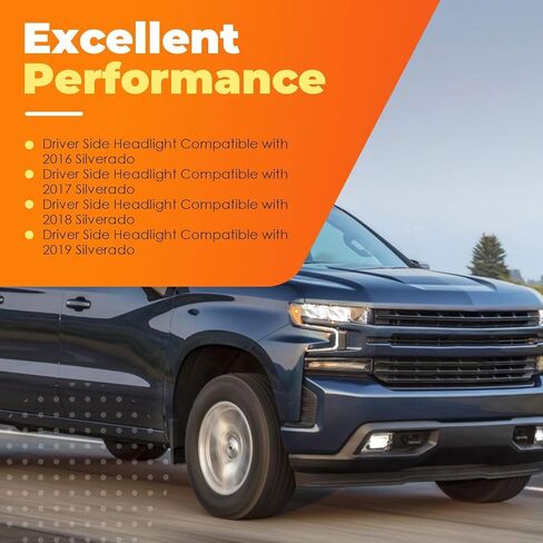 Passenger Side Headlight Assembly w/DRL Compatible with 2016-2019 Silverado 1500 w/Bulbs 84893098 GM2503456 (Right) in Saudi Arabia