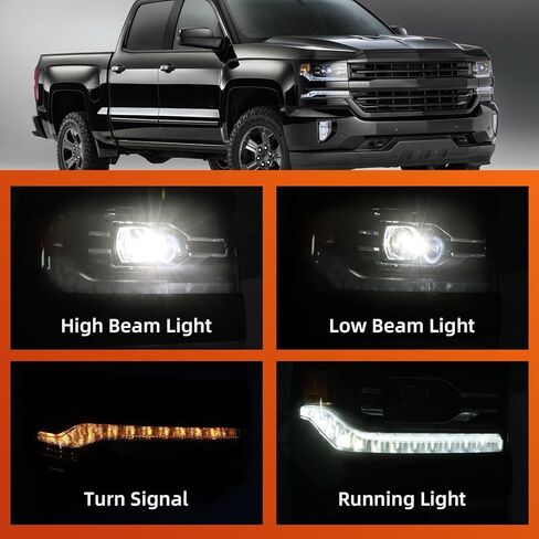Passenger Side Headlight Assembly w/DRL Compatible with 2016-2019 Silverado 1500 w/Bulbs 84893098 GM2503456 (Right) in Saudi Arabia