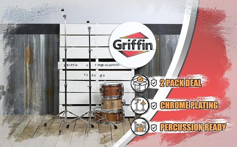 Griffin 2-Pack Straight Cymbal Stands (Percussion Tiltpro X Edition)-أجهزة الطبل المزدوجة المترجمة-مثالية للتحطم ، Splash & Ride in Saudi Arabia