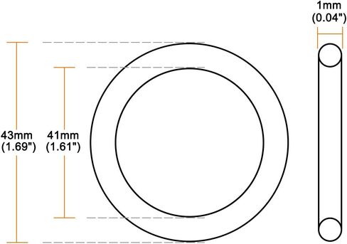 Nitrile Rubber O-Rings 43mm OD 41mm ID 1mm Width, Metric Sealing Gasket for Automotive Machine Plumbing, Pack of 10 in Saudi Arabia