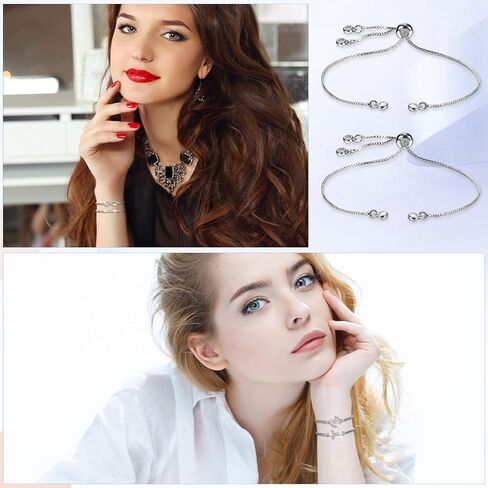 Sureio 10 Pieces Adjustable Slider Bracelet Chains Jewelry, Silver in Kuwait