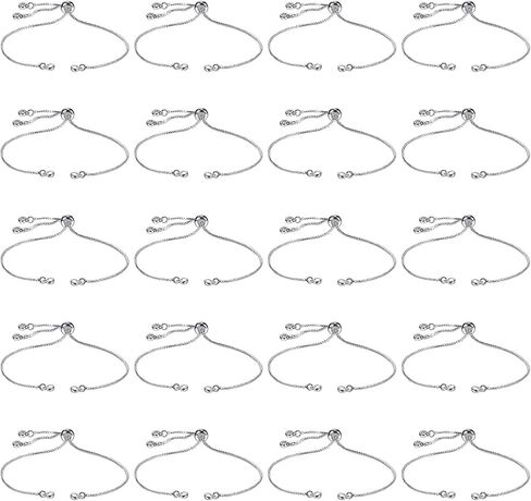 Sureio 10 Pieces Adjustable Slider Bracelet Chains Jewelry, Silver in Kuwait
