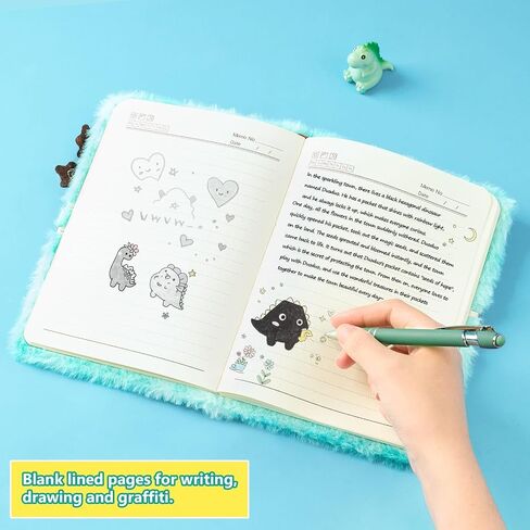 WERNNSAI Plush Mermaid Notebook - Sparkly Embroidery Girls Diary with Lock Journal for Kids Girls Birthday Christmas Valentine Gift Travel School A5 Secret Diary Writing Drawing Notepad in Saudi Arabia