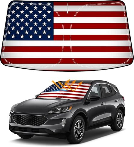 D-Lumina US Flag Winshield Sun Shade لعام 2019 2020 2021 2022 2023 2024 2025 BMW X5 ، كتل حماية شيلد درع الشمس الأمامية القابلة للطي ، إكسسوارات داخلية شمس الشمس in Saudi Arabia