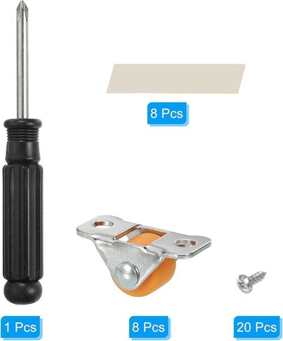 Mini Fixed Caster Wheel 0.5", 8 Pack Hard Plastic Rigid Roller with Metal Top Plate Screws for Furniture Small Cart, Orange in Saudi Arabia