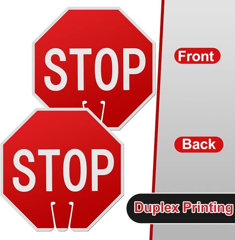 Geetery 6 Pcs 12 x 12 Inches Traffic Cone Top Warning Signs Include PVC Stop and Slow Signs Double Sided for Street Road Barricade Construction in Kuwait