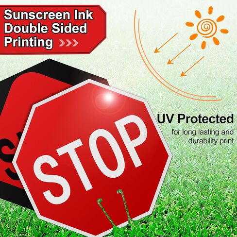 Geetery 6 Pcs 12 x 12 Inches Traffic Cone Top Warning Signs Include PVC Stop and Slow Signs Double Sided for Street Road Barricade Construction in Kuwait