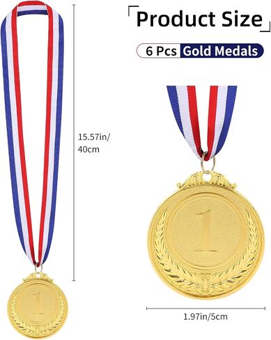 6pcs ميداليات ذهبية لجوائز ، 2 بوصة المركز الأول من الجائزة المعدنية ، الجوائز الفائزة بالميداليات الأولمبية مع جوائز شريط الرقبة للرياضة ، ومسابقات الألعاب ، وفضلات الحفلات والزخارف in Saudi Arabia