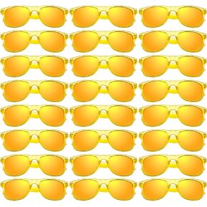 12/24 Pack Wholesale 80s 90s Retro Neon Party Clear Frame Colorful Mirrored Sunglasses Bulk for Men Women