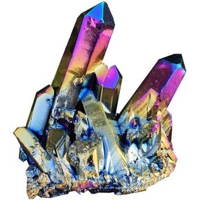Rainbow Healing Crystal Cluster,Healing Crystal Stone Natural Quartz Cluster,Titanium Quartz Crystal Stone,Irregular Quartz Cluster Home Decoration