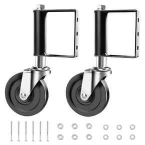 4-Inch Gate Wheels, 2 Pcs Gate Caster, Black Spring-Loaded Gate Wheel, Heavy Duty Gate Wheel Casters with Screws, 220 Lbs for Wooden Gate, Metal Tube Gate, Fence