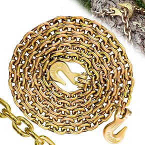 G80 Transport Binder Chain 1/4"×14 Ft|Lifting Chain with 3300 Lbs Working Load Limit|Trailer Safety Chains with G70 Clevis Grab Hooks for Logging,Truck,Boat|Tow Tie Down Binding Accessories