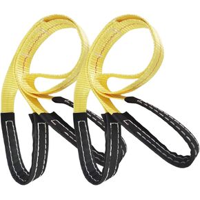 2 Pack 1 "x6' Lift Sling Straps Reinforced Loops Lift Sling Straps 1 inch 6 Feet Tree Saver Strap 8000 Pound Capacity, Lifting Straps for Hoist, Winch Straps Yellow