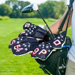 BIG TEETH Golf Hybrid Iron Head Cover 10Pcs Golf Hybrid Iron Covers Long Neck Hybrid Iron Headcovers Golf Club Protector for Cleveland,Wilson Launchpad,Tour Edge Hybrid Irons