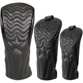3pcs Golf Club Head Covers for Driver and Woods - Driver Headcover, Fairway Cover, Hybrid Headcover - Driver Cover 3 Wood Headcover Hybrid Head Cover Headcover Set fits for All Brand
