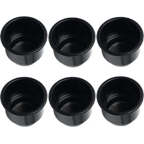 NovelBee 6pcs Black Plastic Cup Holder,Recessed Cup Drink Holder with Drain for Boat Marine Truck Car Camper RV
