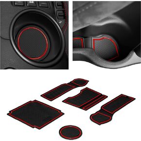 CupHolderHero يناسب ملحقات Nissan 370Z 2009-2020، حشوات حامل أكواب داخلية مضادة للانزلاق ومضادة للغبار، وسجادات بطانة وحدة التحكم المركزية، وبطانات جيب الباب، مجموعة 5 قطع (أسود خالص)