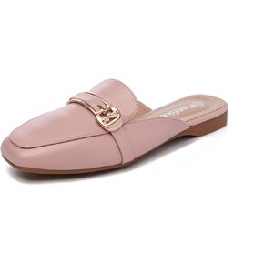 Flat Mules for Women Buckle Backless Loafers Shoes