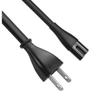 2 Prong AC Power Cord Replacement for TV Playstation PS3 PS4 PS5 PC Monitor, BolAAzuL Power Supply Cable US 2-Slot Plug to C7 Figure 8 Cable, 18AWG, Black, Non-Polarized, 5ft/1.5m