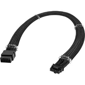 PCI-e 5.0 12VHPWR GPU Power Sleeved Cable Extension, 16pin(12+4) Female to Male Extension Cable for RTX 3090Ti 4070ti 4080 4090, 4 Combs, 30 CM (White)