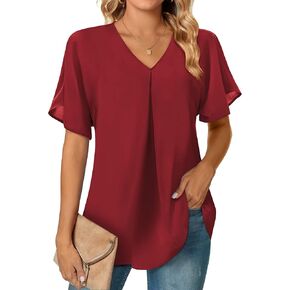 Beluring Womens Summer Blouse Casual Short Sleeve Shirt V Neck Tunic Tops in Kuwait
