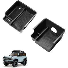 Double-Storage-Box Center Console Organize Compatible with 2021-2022 Ford Bronco Tray Storage Box Armrest Interior Accessories Armrest Tray Storage