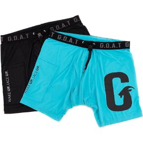 (2 Pack) G.O.A.T BRIEFS Mens Boxer Briefs Underwear With Drawstring Waistband Cell Phone Pocket Workout Crossfit Goat