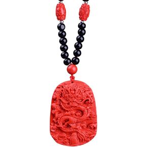 Black Onyx Beads Cinnabar Universal Dragon Pendant Marriage Luck Wedding Lovers' Gift