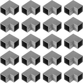 20 Pack 1 inch L Square Corner Tube Clamp, Aluminum 90 Degree 2 Way Elbow Connector Square Pipe Joint, Chain Link Fence Part, Structural End Rails Guardrail Handrail Railing Fitting, Thickness 2mm