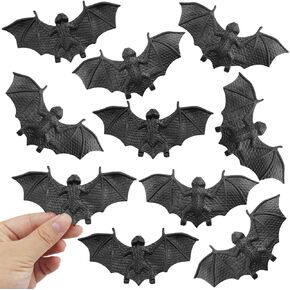 4 Inch Black Bats Halloween Decoration Mini 3D Bat Plastic Toy Party Favor Artificial Bats for Crafts Creepy Scary Prank Toys
