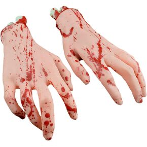 Realistic Severed Hand Severed Feet Prop for Halloween Party Props Decoration (1 Pair Skin Color Fake Hands)