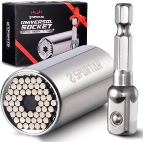 Spurtar Universal Socket Set (11-32mm 7-19mm) Multi-Function Universal Socket Tool Super Socket Unscrew Any Bolt Gifts for Dad, Husband, Boyfriend, Men, Birthday Gift - 4Pcs Set