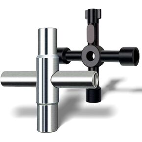 2PCS 4 Way Sillcock Water Key, Heavy Duty Multifunctional Water Utility Key, Steel Sillcock Wrench for Faucet, Hose Bib, Spigot, Valve and Cupboard